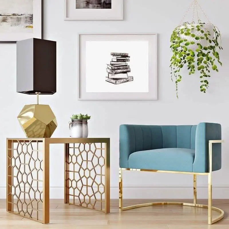 ترابيزة جانبية ستيل بسطح زجاج، 45*45*50 سم