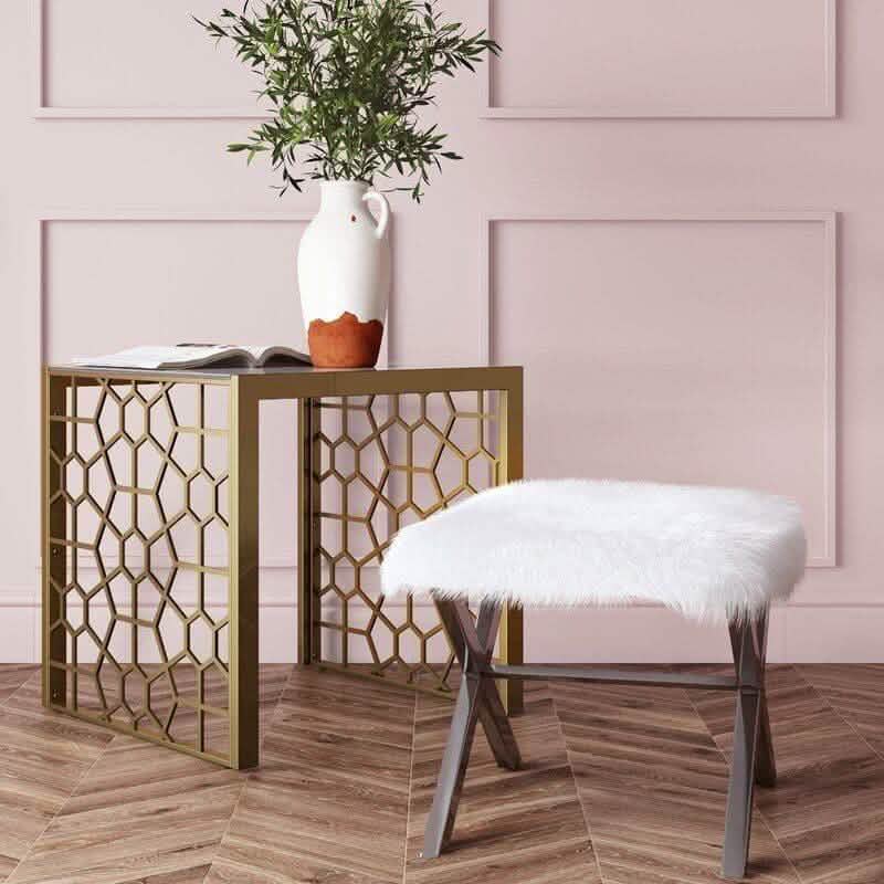 ترابيزة جانبية ستيل بسطح زجاج، 45*45*50 سم