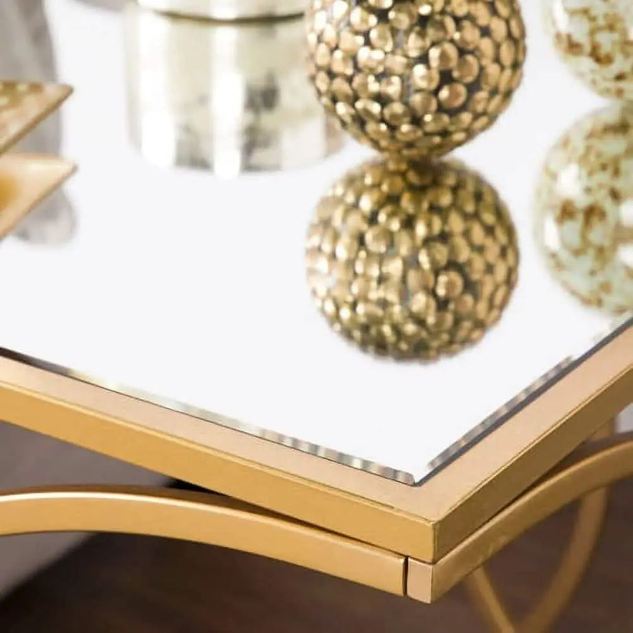 ترابيزة جانبية ستيل بسطح زجاج، 45*45*50 سم