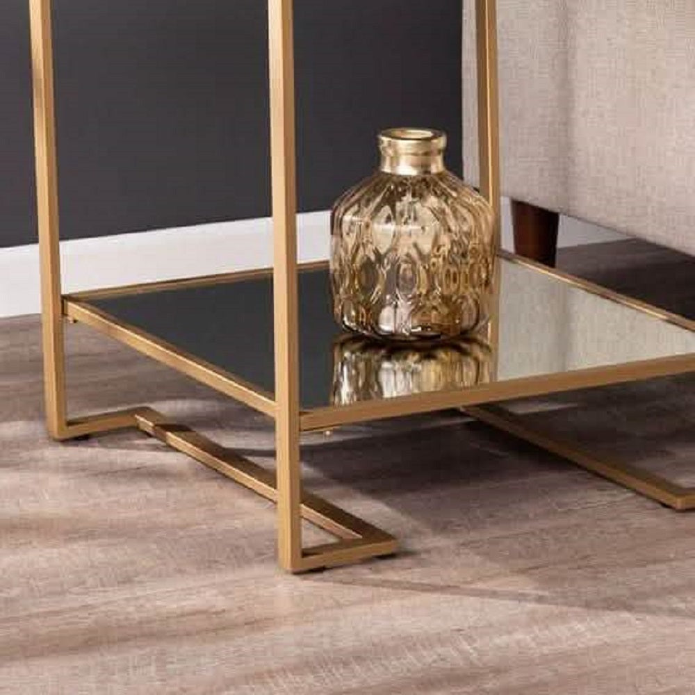 ترابيزة جانبية ستيل بسطح زجاج، 45*45*50 سم