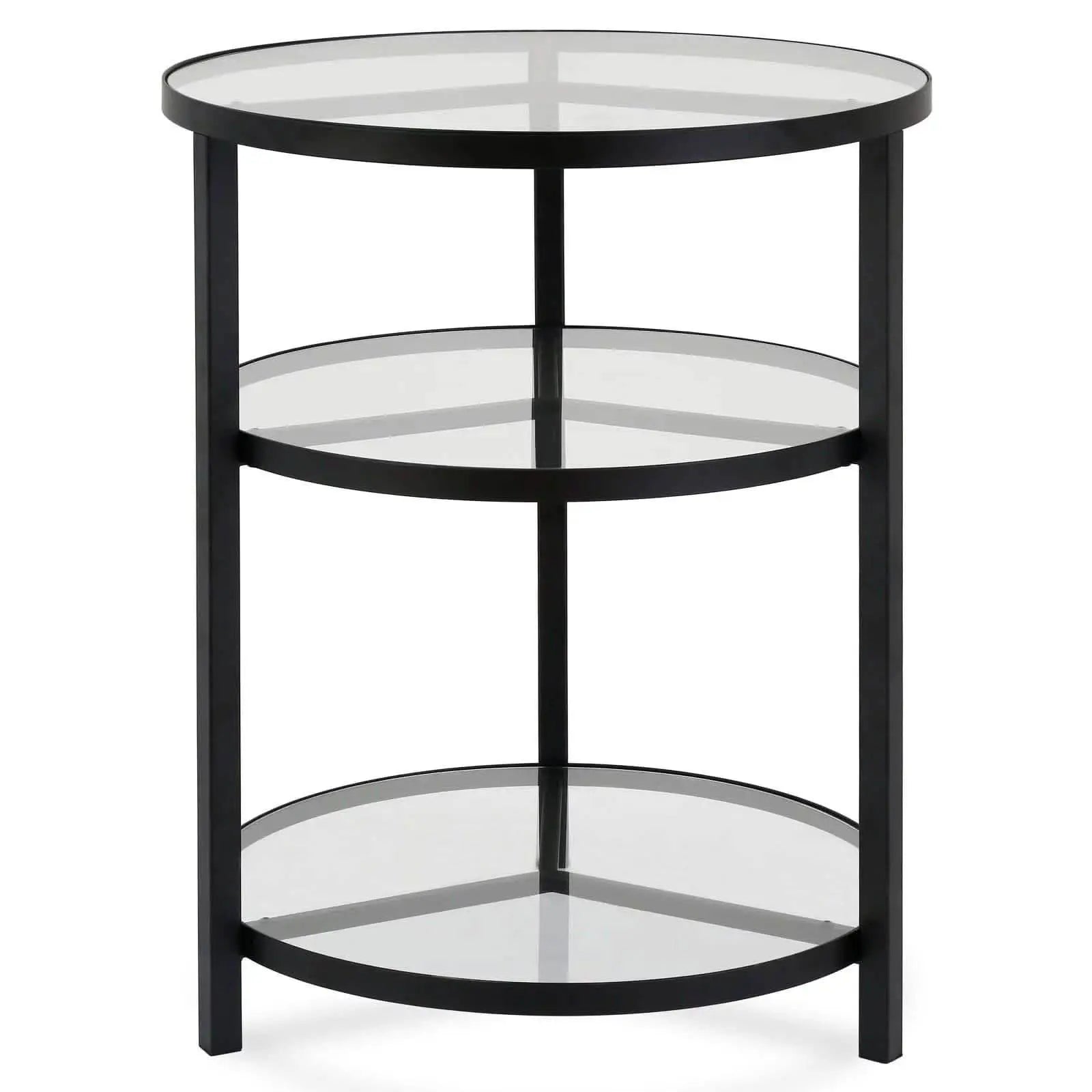 ترابيزة جانبية ستيل بسطح زجاج، 45*45*55 سم