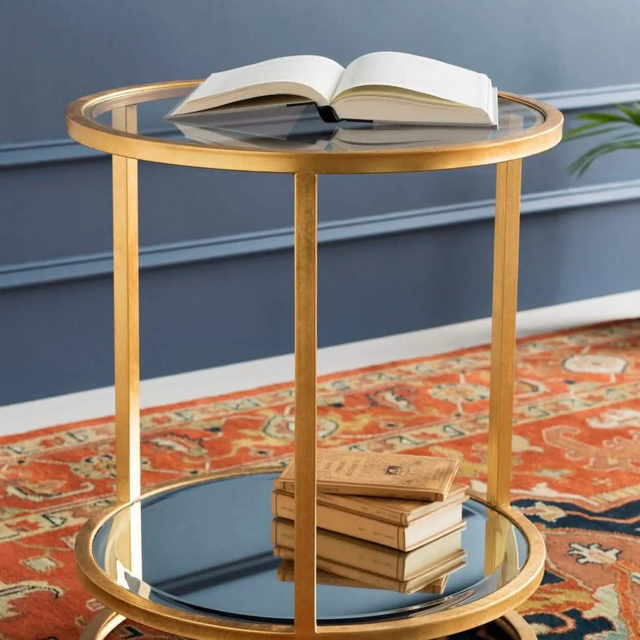 ترابيزة جانبية ستيل بسطح زجاج، 45*45*55 سم