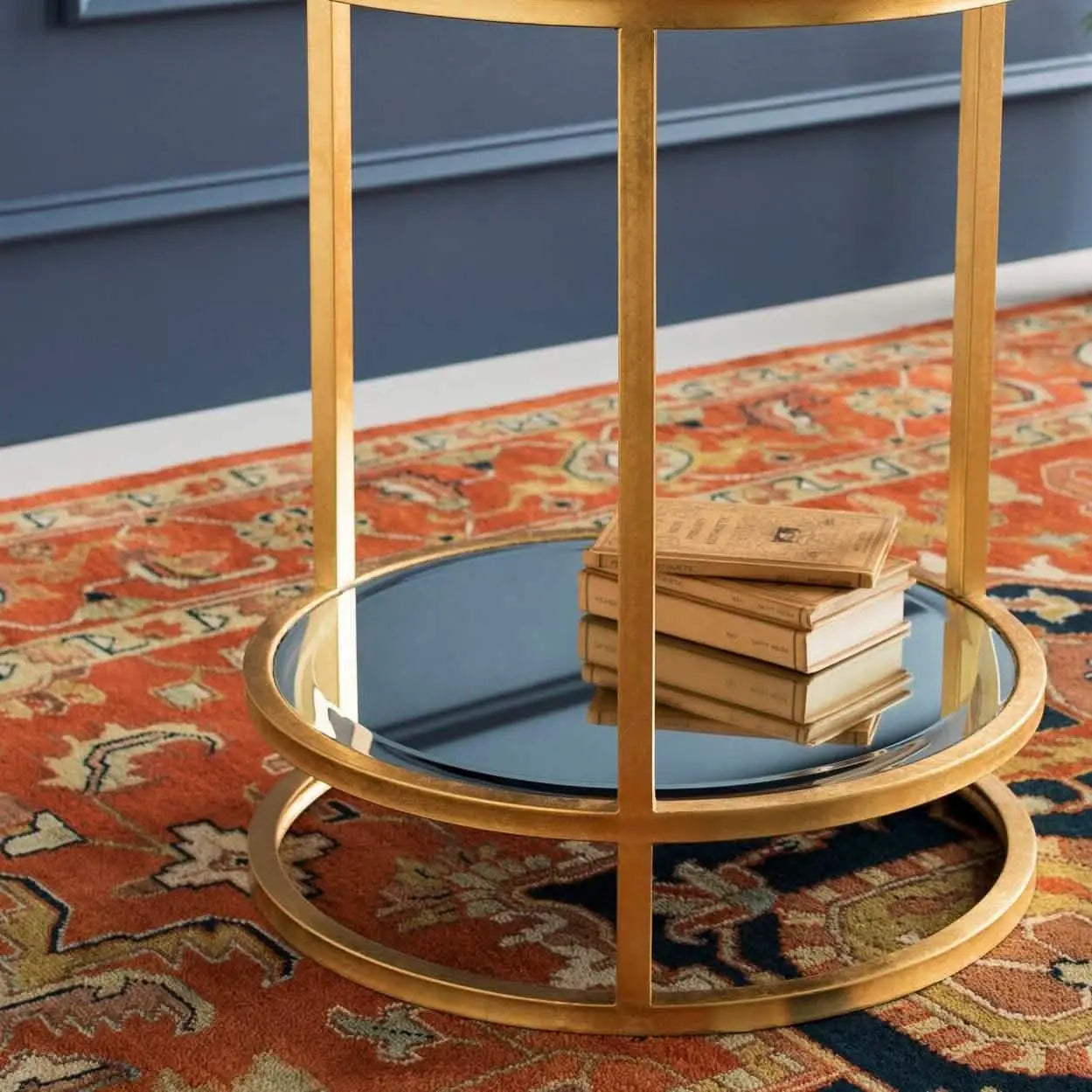 ترابيزة جانبية ستيل بسطح زجاج، 45*45*55 سم