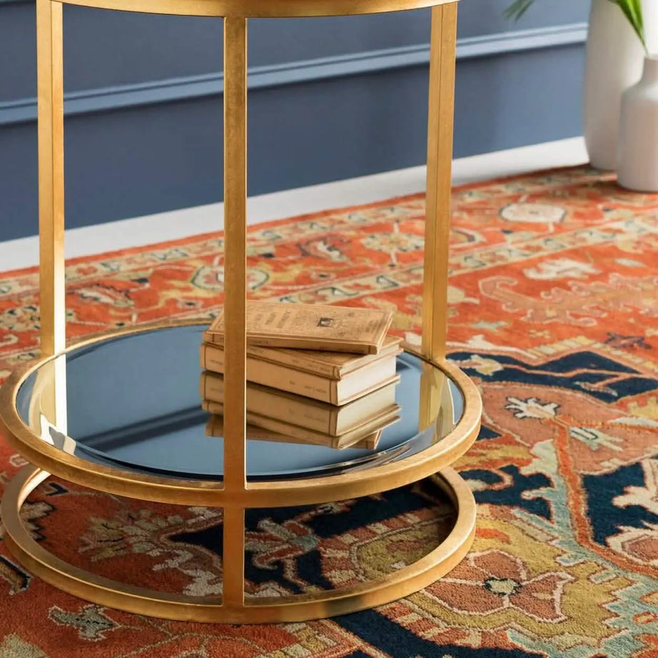 ترابيزة جانبية ستيل بسطح زجاج، 45*45*55 سم