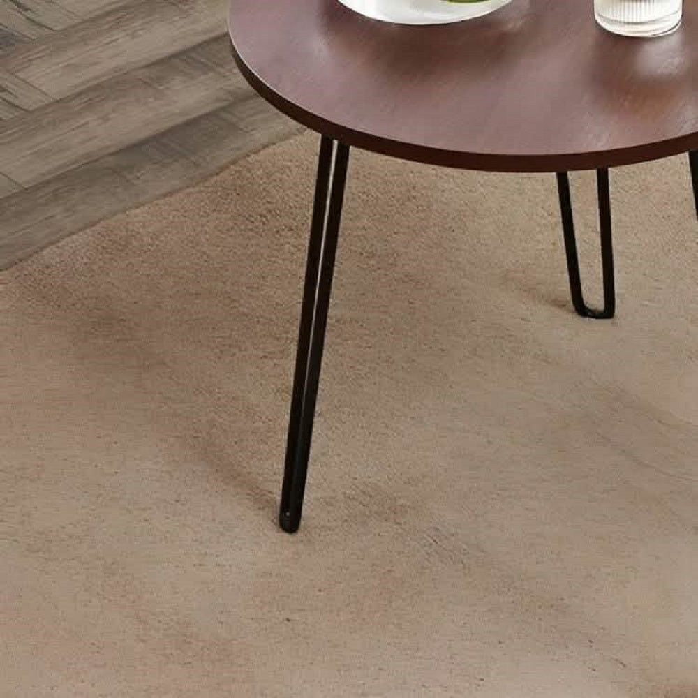 ترابيزة جانبية ستيل بسطح خشب، 45*50 سم