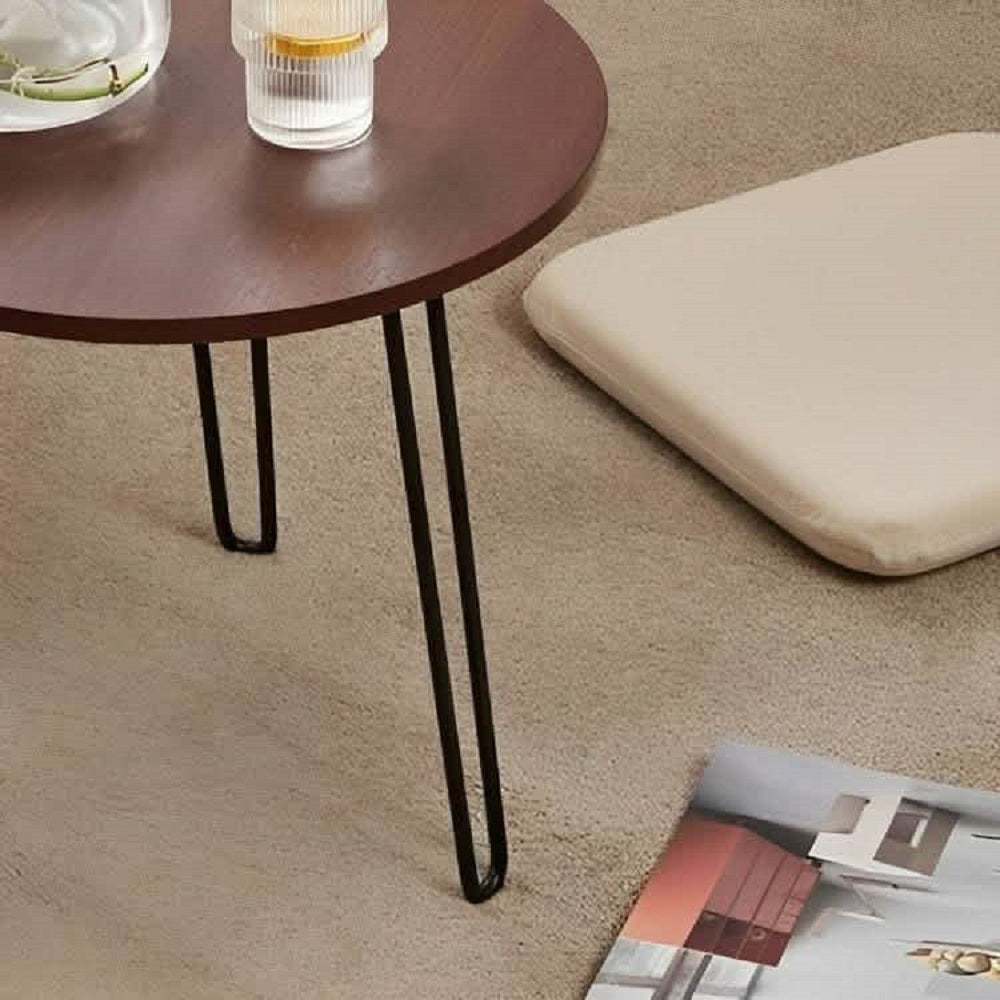 ترابيزة جانبية ستيل بسطح خشب، 45*50 سم