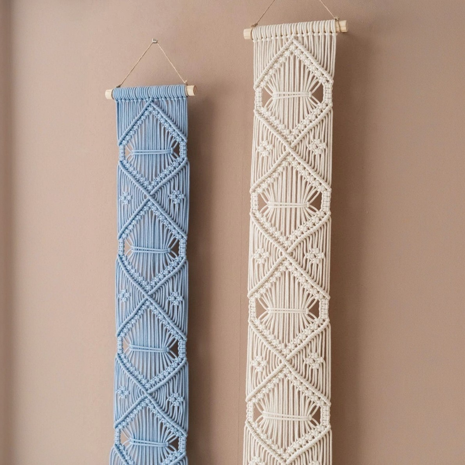 طقم مكرميات حائط خشب، قطعتين