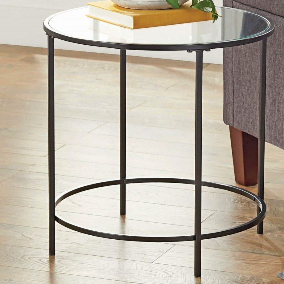 ترابيزة جانبية ستيل بسطح زجاج، 45*45*50 سم