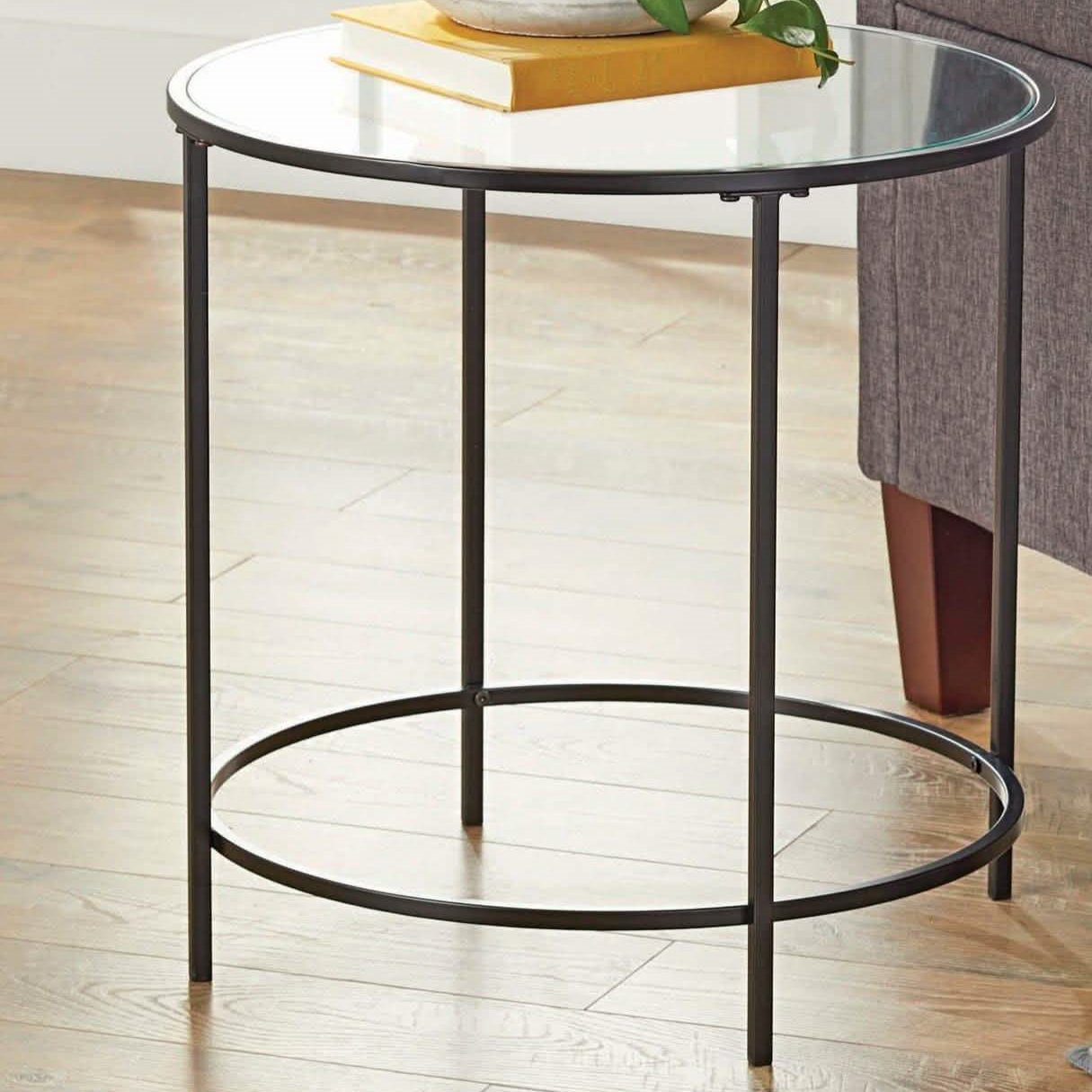 ترابيزة جانبية ستيل بسطح زجاج، 45*45*50 سم