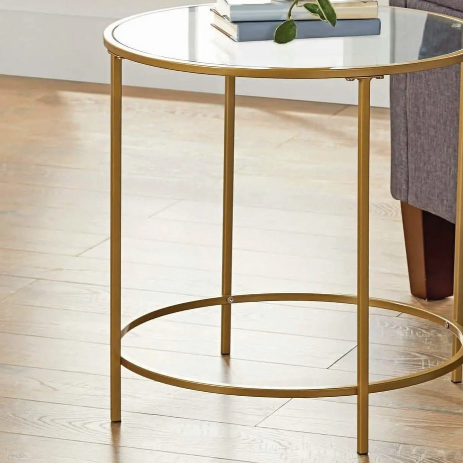 ترابيزة جانبية ستيل بسطح زجاج، 45*45*50 سم