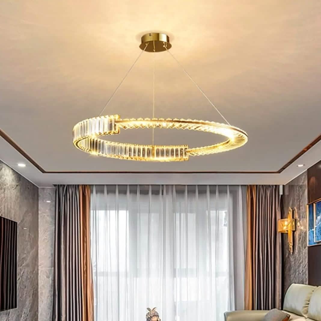 نجفة ستيل و كريستال، 60*75 سم - ذهبي