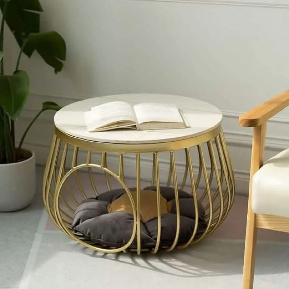 ترابيزة جانبية ستيل بسطح رخام، 75*75*45 سم