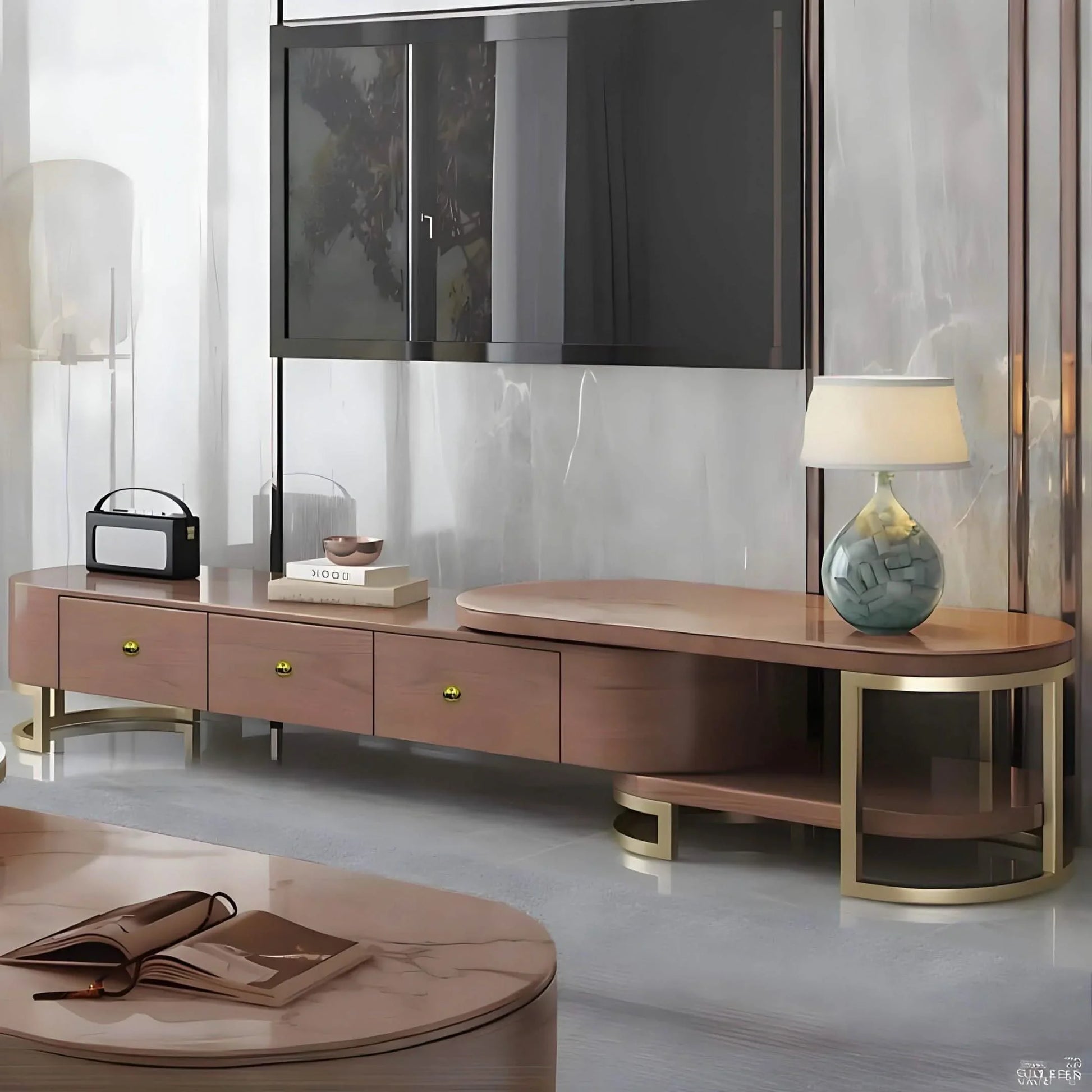 ترابيزة تليفزيون ام دي اف، قطعتين