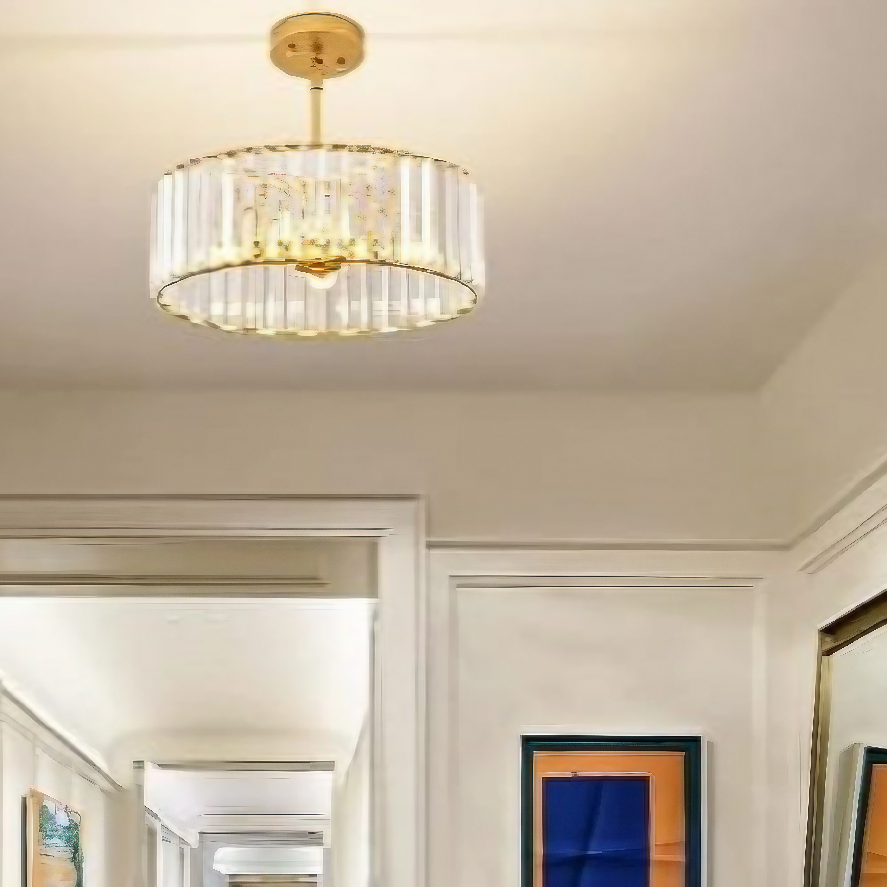 نجفة ستيل و كريستال، 40*70 سم- ذهبي