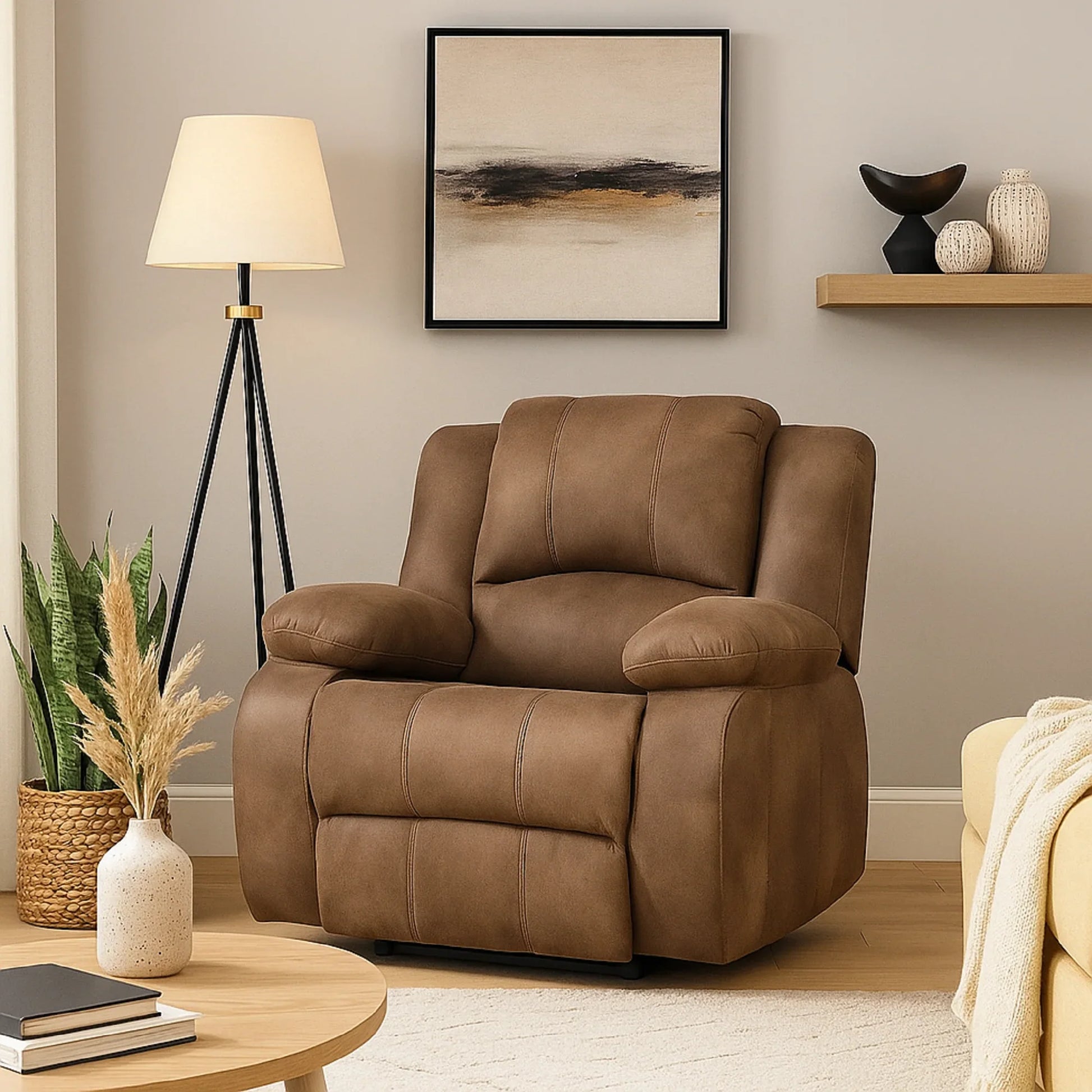 كرسي استرخاء ليزي بوي خشب زان، 100*90*105 سم - بني