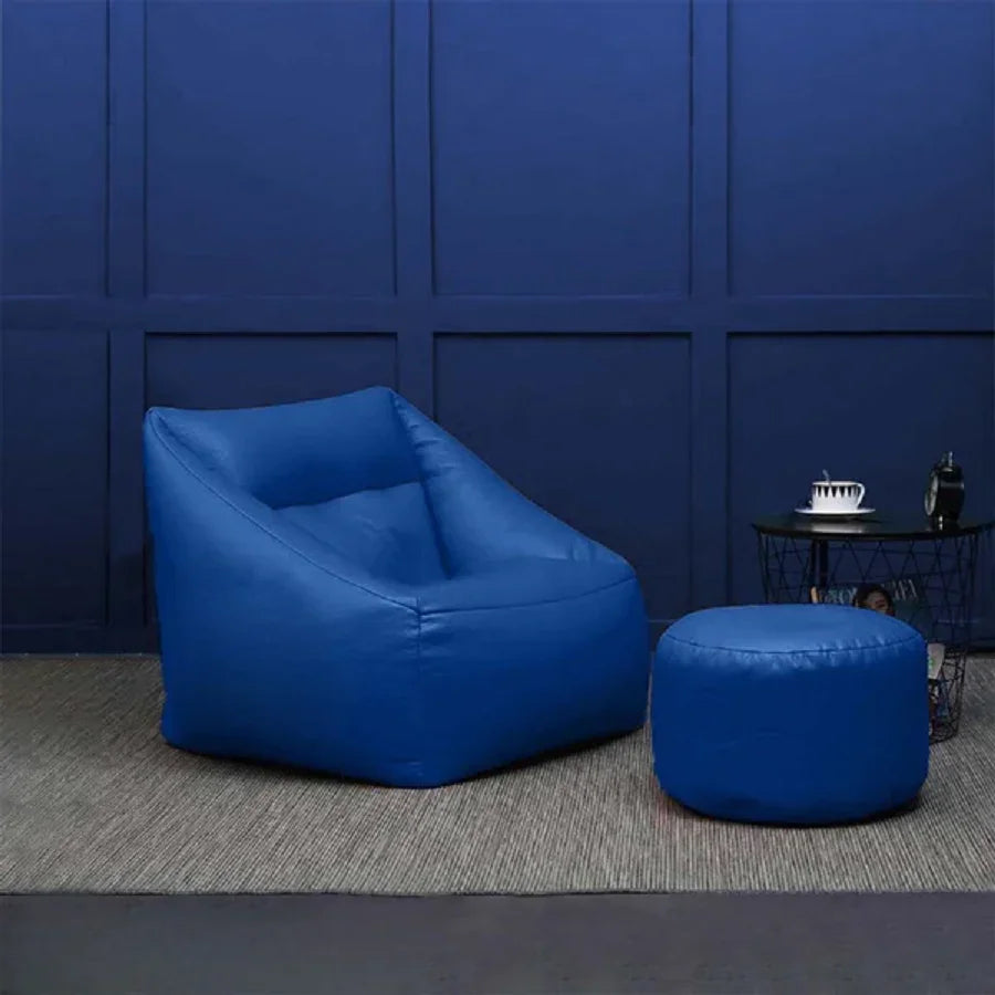 طقم بين باج مع بف جلد، قطعتين -أزرق