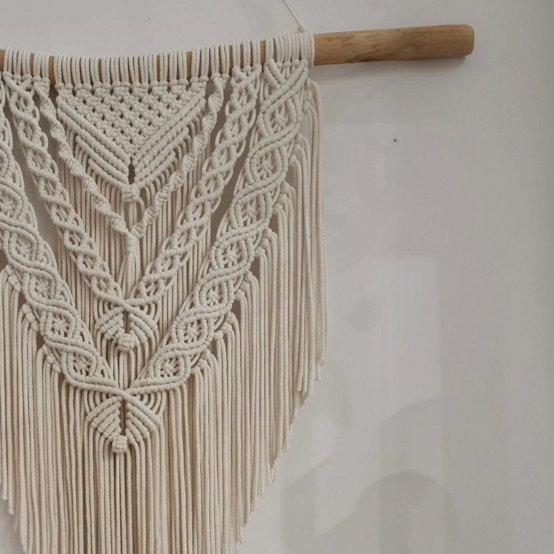 مكرمية حائط قطن وخشب طبيعي، 60*80 سم