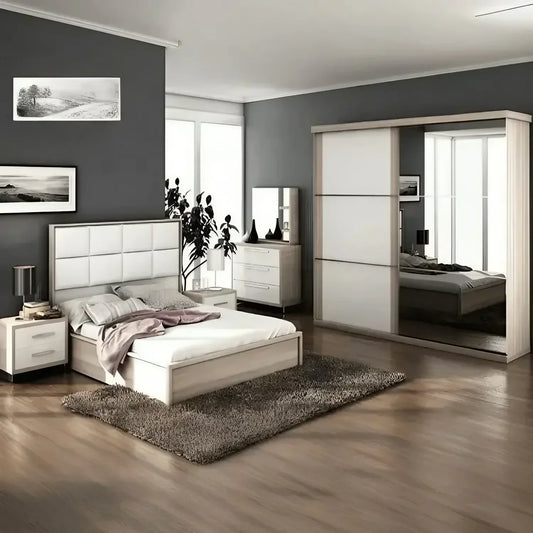 غرفة نوم كاملة، خشب ام دي اف - 4 قطع