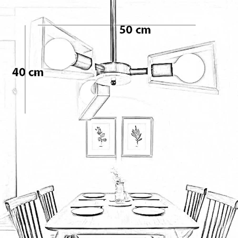 نجفة ستيل وخشب، 50*40 سم