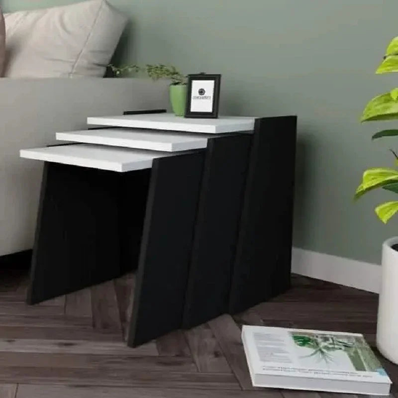 طقم ترابيزات جانبية ام دي اف، 3 قطع