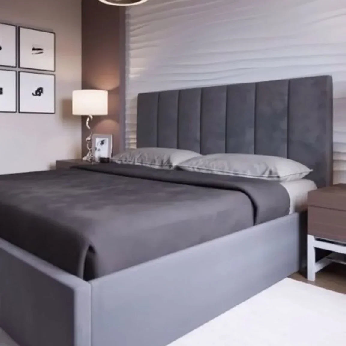 سرير كينج خشب ام دي اف و زان، 160*200*120 سم