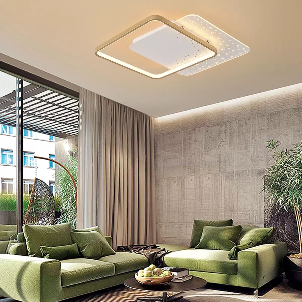 نجفة أكريليك، 60*12 سم- أبيض × ذهبي