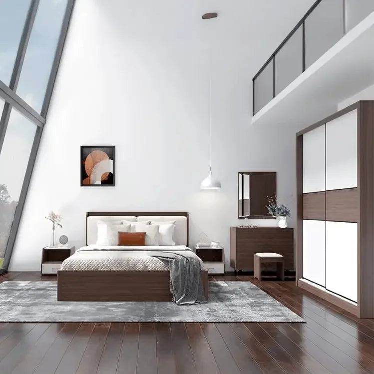 غرفة نوم كاملة، خشب ام دي اف - 5 قطع