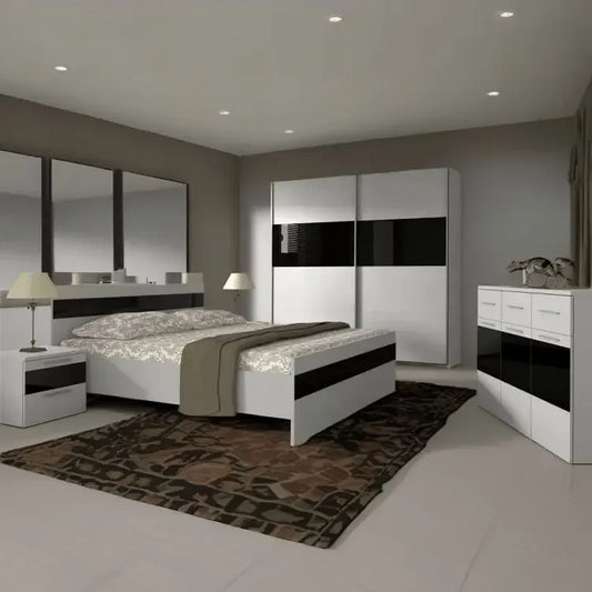 غرفة نوم كاملة، خشب ام دي اف - 5 قطع