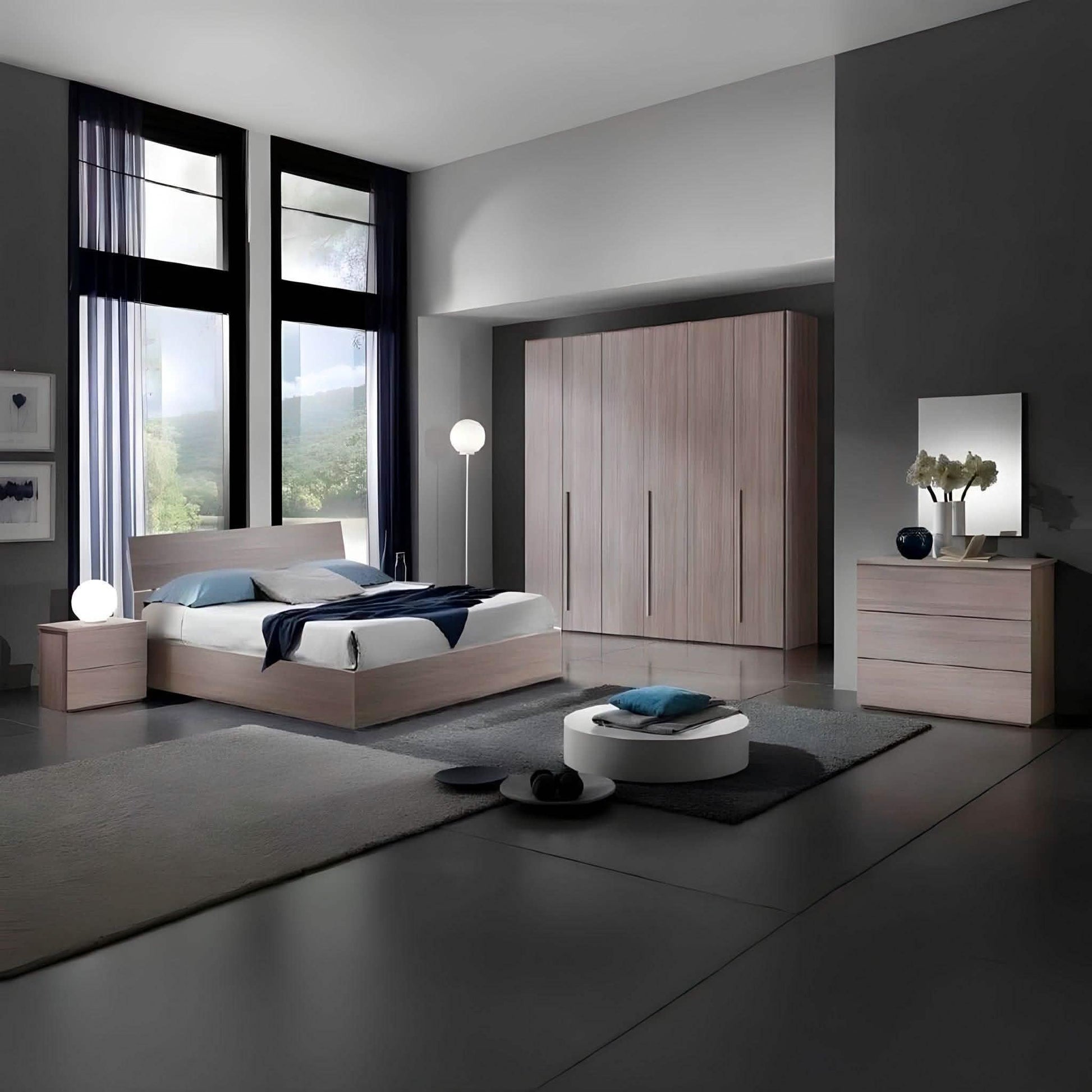 غرفة نوم كاملة، خشب ام دي اف - 5 قطع