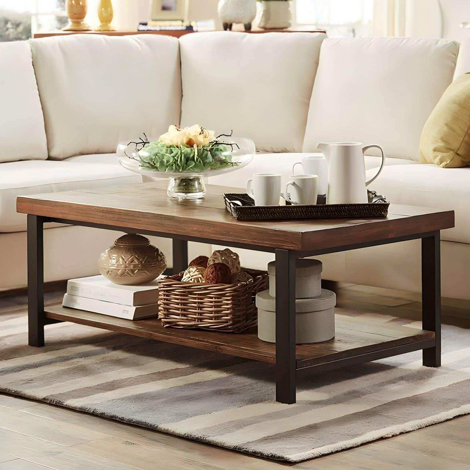 ترابيزة قهوة اسود*بني 50*100*45 سم - ROW4 Iron Wood