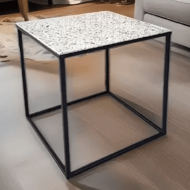 ترابيزة قهوة ستيل بسطح جرانيت، 50*50*50 سم