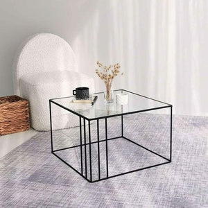 ترابيزة قهوة بسطح زجاج 50*50*50 سم - LUS22 - Homix
