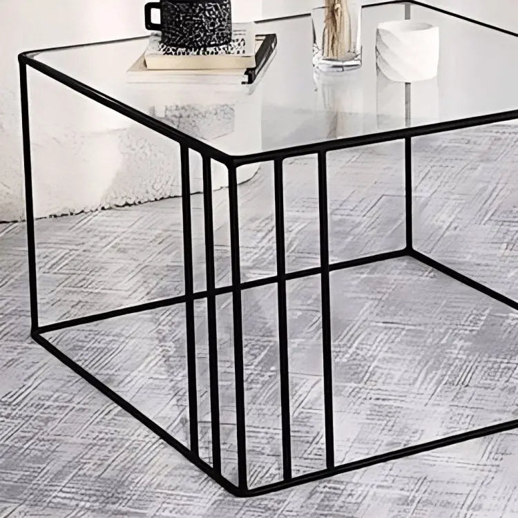 ترابيزة قهوة بسطح زجاج 50*50*50 سم - LUS22 - Homix