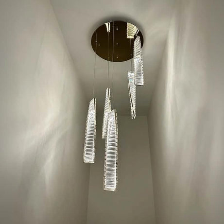 نجفة ستيل و كريستال، 35*120 سم- ذهبي