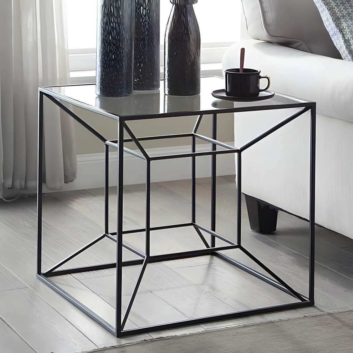 ترابيزة جانبية زجاج 50*50*50 سم - RON67 Royal Iron