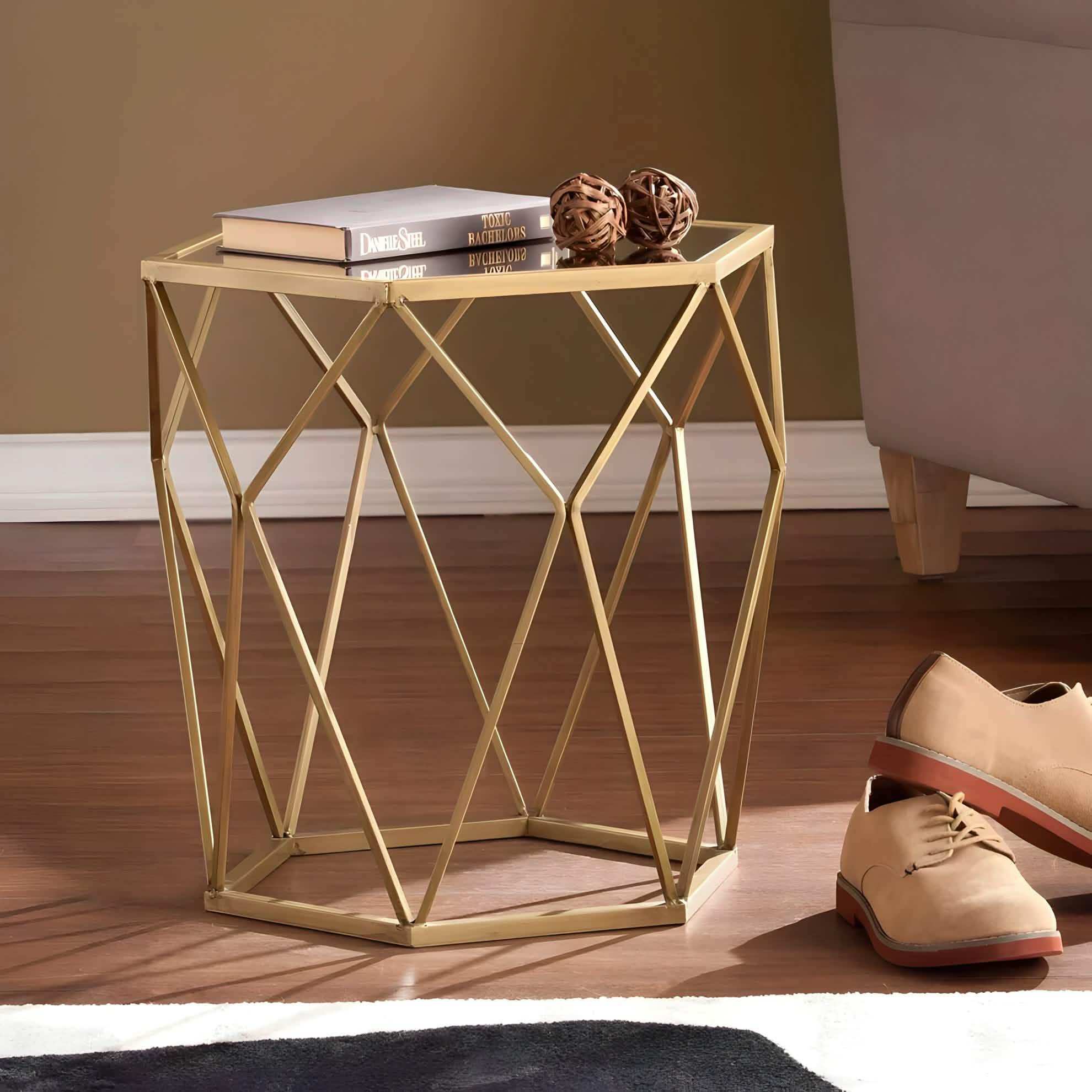 ترابيزة جانبية زجاج 50*50*60 سم - RON70 Royal Iron