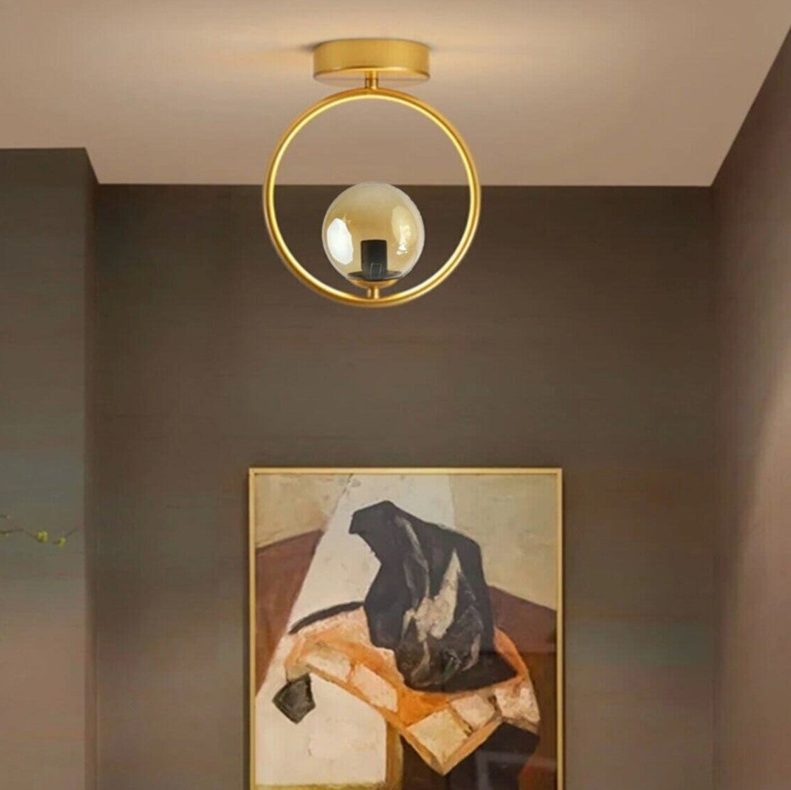 مصباح سقف زجاج وستيل، 25*15*30 سم