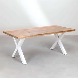 ترابيزة سفرة ابيض وبيج 80*180*80 سم - ROW10 Iron Wood