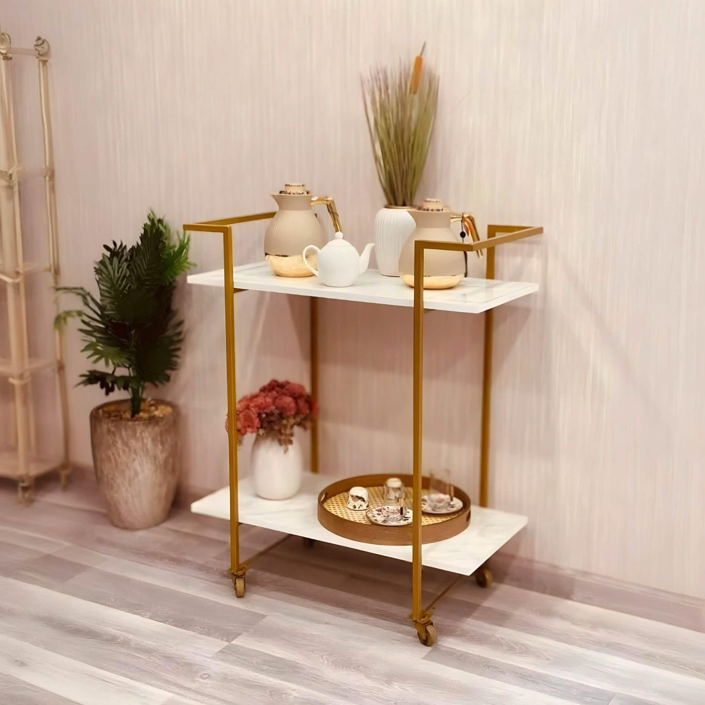 ترابيزة جانبية متحركة ستيل، 80*40*75 سم