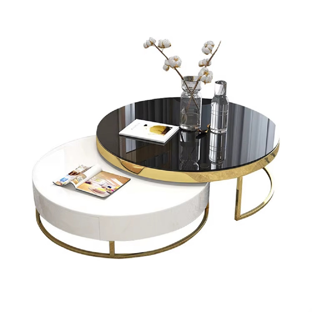 ترابيزة قهوة متداخلة ستيل و ام دي اف، قطعتين