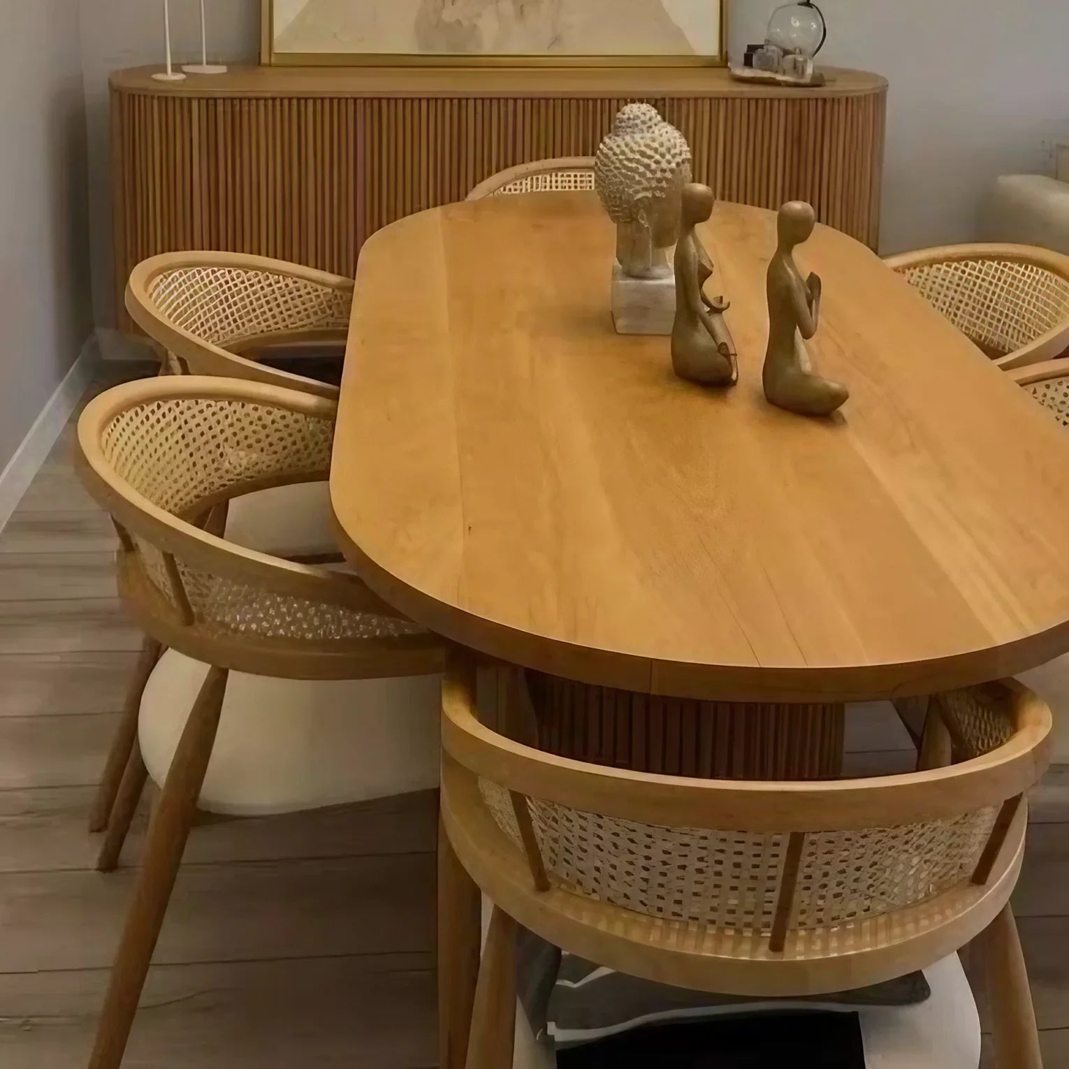 طقم سفرة خشب زان و كونتر، 7 قطع