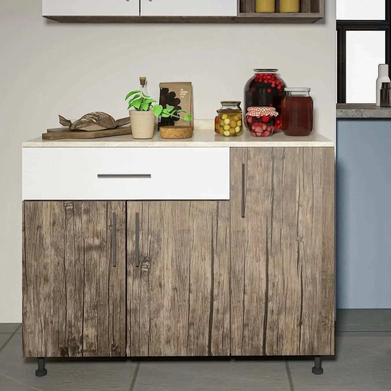 مطبخ خشب ام دي اف، قطعتين