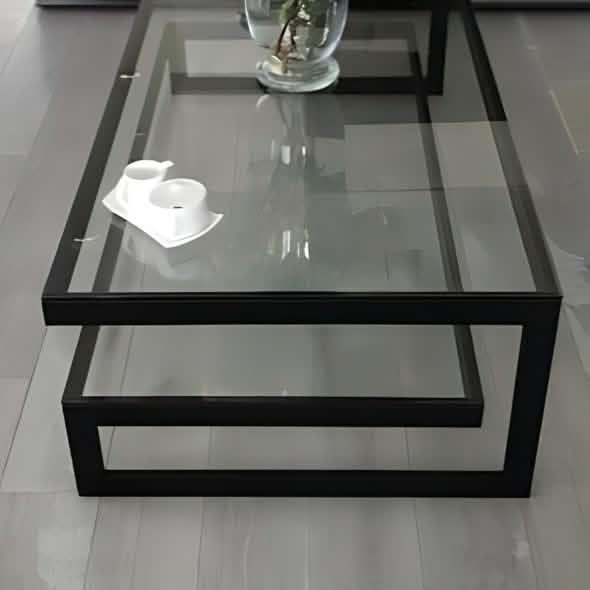 ترابيزة قهوة بسطح زجاج 60*100*40 سم - RON85 Royal Iron