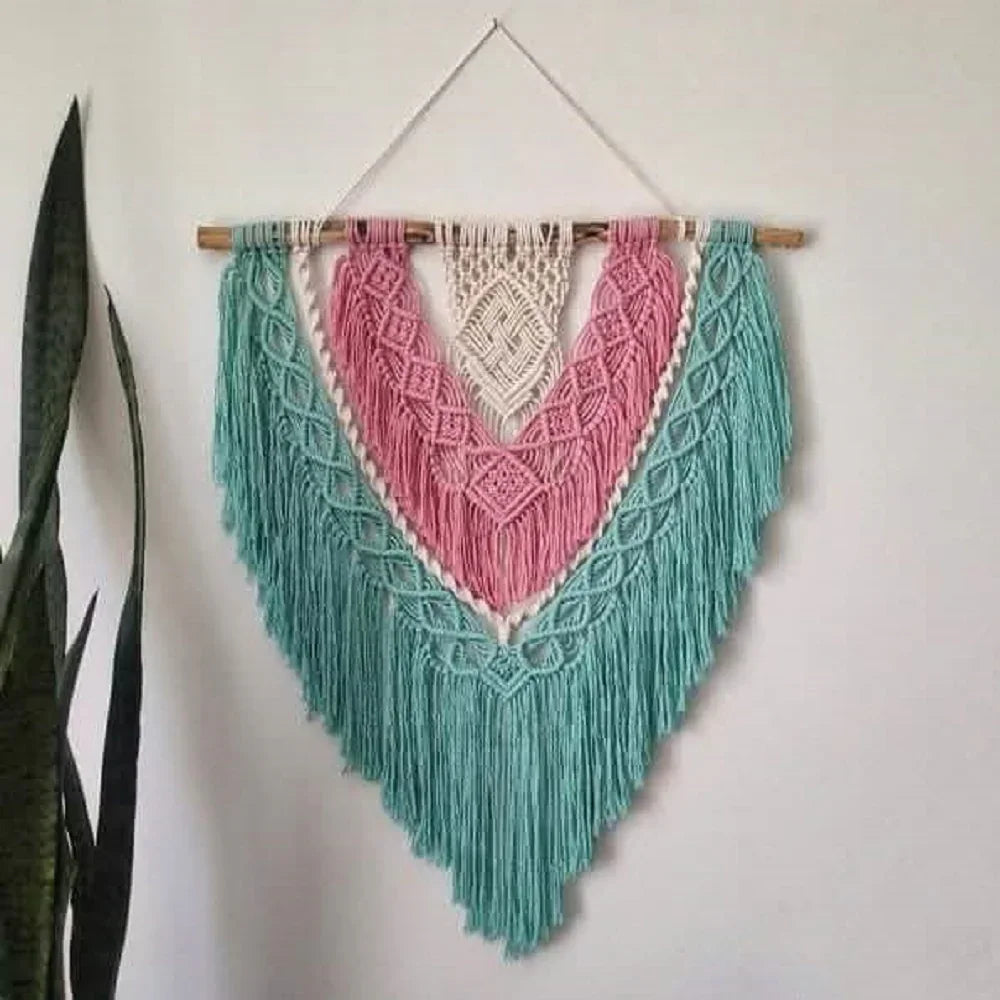 مكرمية حائط خشب، 100*120 سم