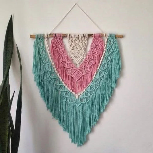 مكرمية حائط خشب، 100*120 سم