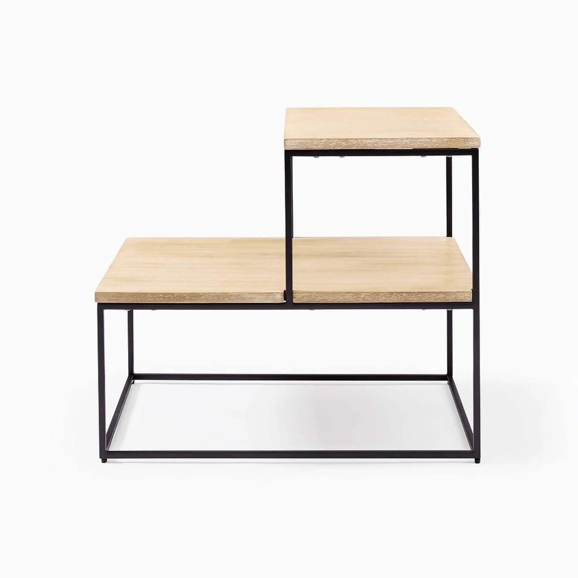 ترابيزة جانبية ستيل بسطح خشبي، 55*60*80 سم