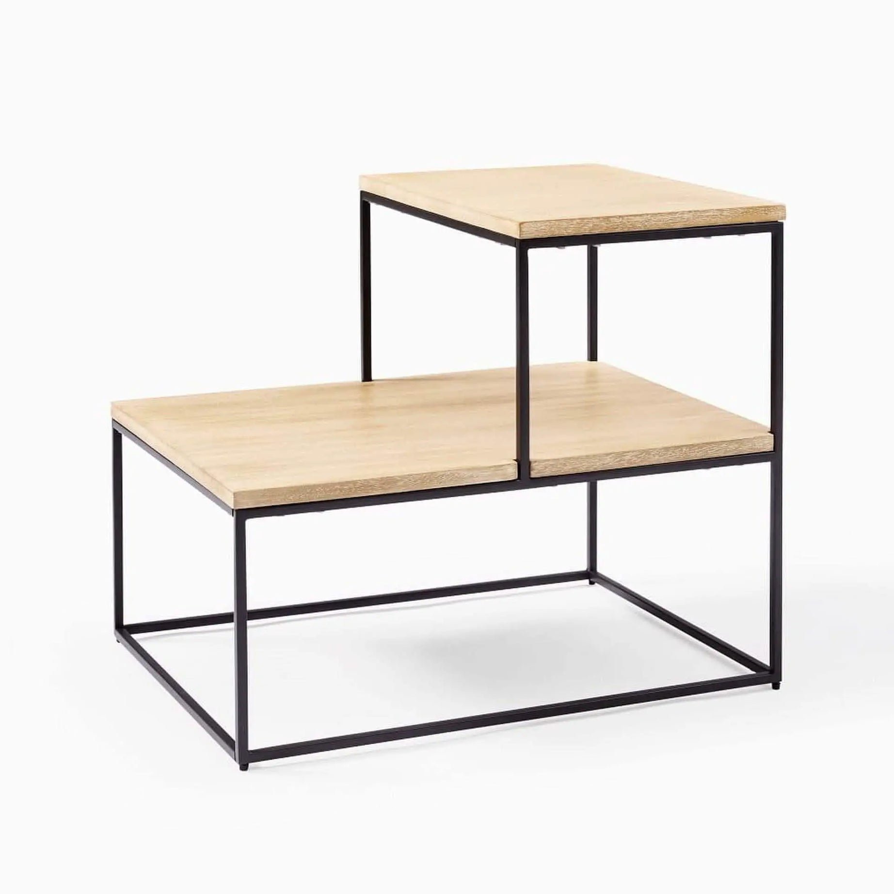 ترابيزة جانبية ستيل بسطح خشبي، 55*60*80 سم