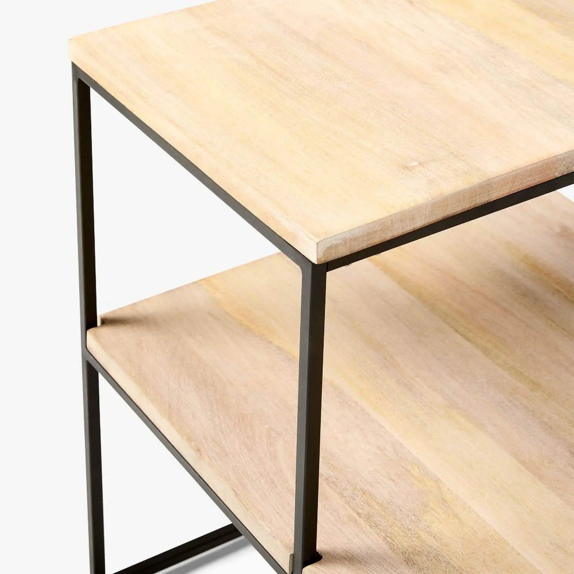 ترابيزة جانبية ستيل بسطح خشبي، 55*60*80 سم