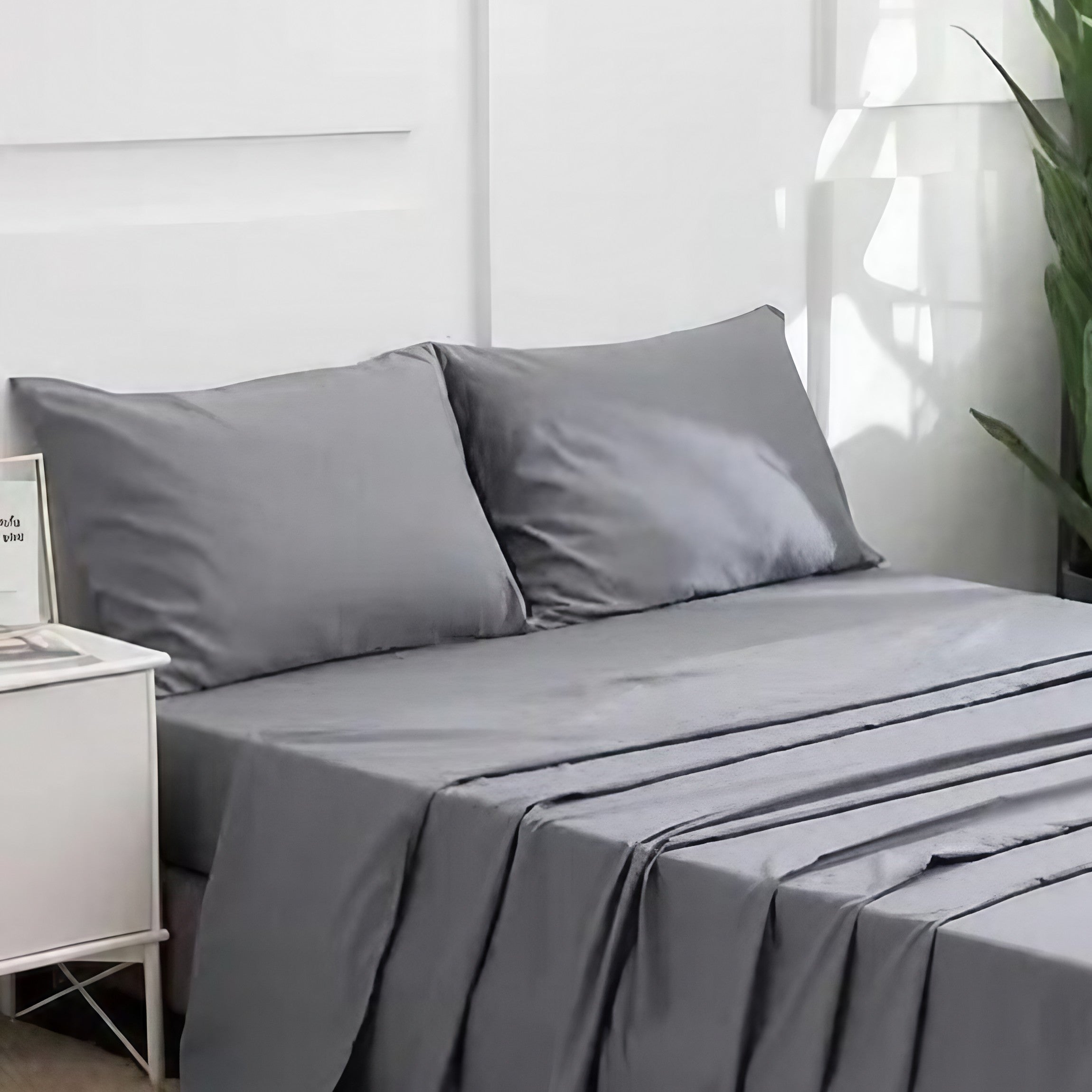 طقم ملاية سرير مايكروفايبر، 240*220 سم - رمادي