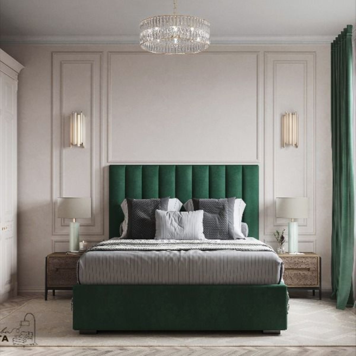 سرير كينج خشب ام دي اف و زان، 160*200*120 سم